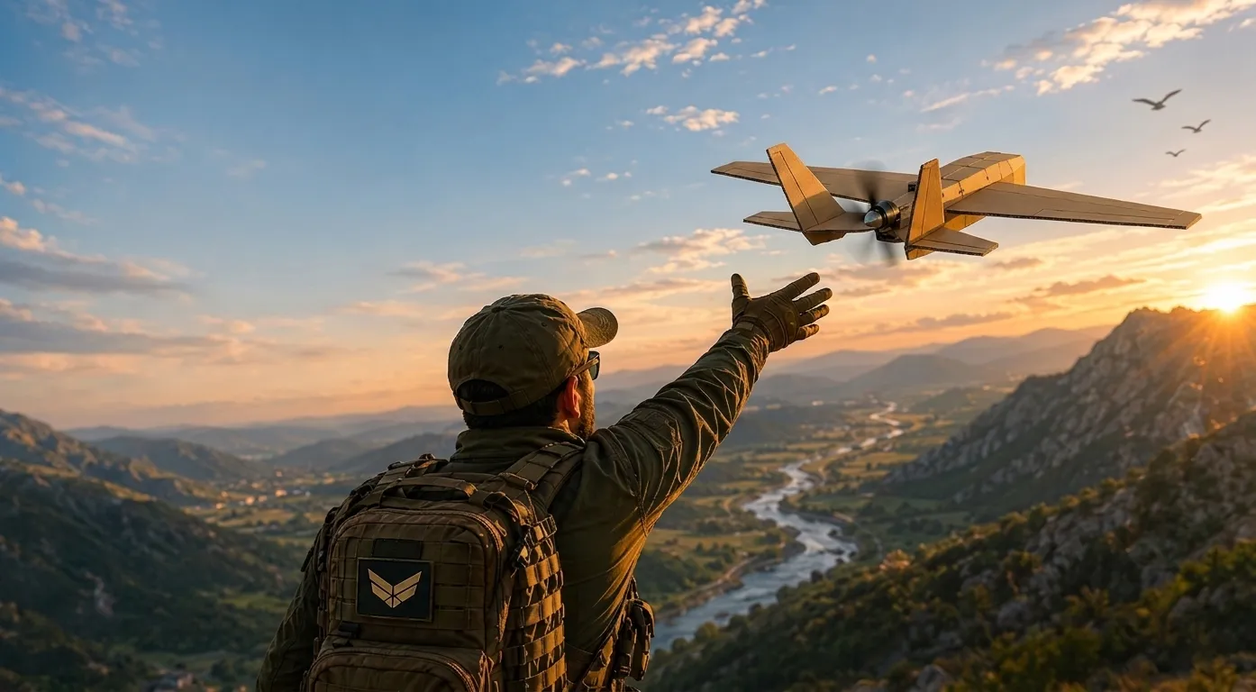 Field launch of a Celluwing cardboard reconnaissance UAV